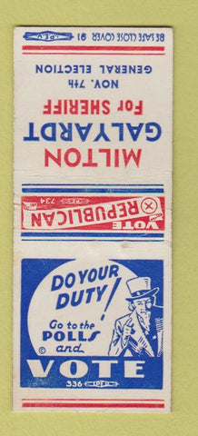 Matchbook Cover - Milton Galyardt Russell County Sheriff KS WEAR BOBTAIL #2