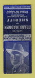 Matchbook Cover - Frank Madden for Sheriff Saline County KS Salina BOBTAIL