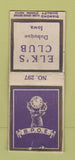 Matchbook Cover - Elks Club Lodge Dubuque IA DQ WEAR BOBTAIL
