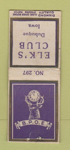 Matchbook Cover - Elks Club Lodge Dubuque IA DQ WEAR BOBTAIL