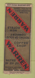 Matchbook Cover - Warren Hotels Salina McPherson Garden City Liberal KS BOBTAIL
