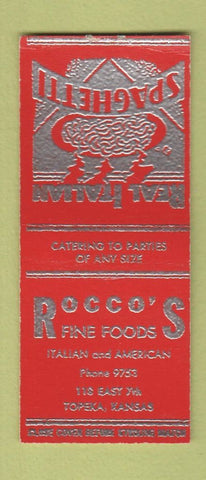 Matchbook Cover - Rocco's Restaurant Topeka KS Italian BOBTAIL