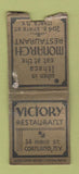 Matchbook Cover - Victory Restaurant Cortland NY Monarch Ithaca WORN BOBTAIL