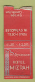 Matchbook Cover - Hotel Mizpah Syracuse NY deco WEAR BOBTAIL