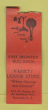 Matchbook Cover - Variety Liquor Store Syracuse NY WEAR BOBTAIL