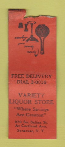 Matchbook Cover - Variety Liquor Store Syracuse NY WEAR BOBTAIL