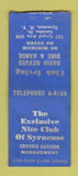 Matchbook Cover - Exclusive Nite Club of Syracuse NY BOBTAIL