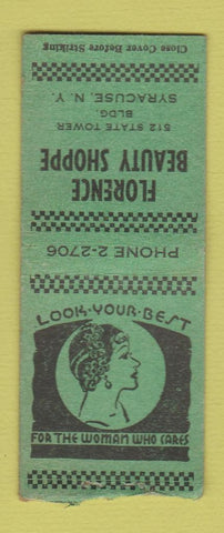 Matchbook Cover - Florence Beauty Shoppe Syracuse NY WEAR BOBTAIL