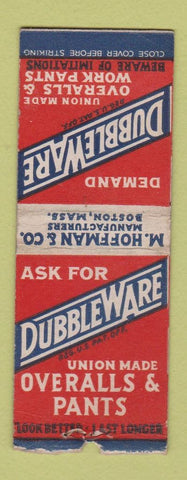 Matchbook Cover - M Hoffman Boston MA Dubbleware Worth Clothes BOBTAIL