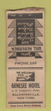Matchbook Cover - Genesee Hotel Baldwinsville NY BOBTAIL