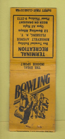 Matchbook Cover - Terminal Recreation Bowling Flushing NY WEAR BOBTAIL