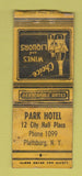Matchbook Cover - Park Hotel Plattsburg NY WORN BOBTAIL