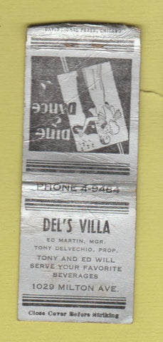 Matchbook Cover - Del's Villa  WEAR BOBTAIL