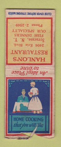 Matchbook Cover - Hanlon's Restaurant Syracuse NY WEAR BOBTAIL