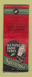Matchbook Cover - Sylvania Radio Tubes Brown Electric Rochester NY WEAR BOBTAIL