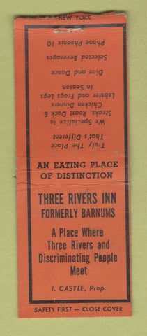 Matchbook Cover - Three Rivers Inn Syracuse NY BOBTAIL