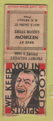Matchbook Cover - Nedrow Liquor Store Syracuse NY WORN BOBTAIL
