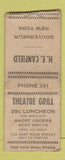 Matchbook Cover - HE Canfield Theatre Grill Gouverneur NY WEAR BOBTAIL