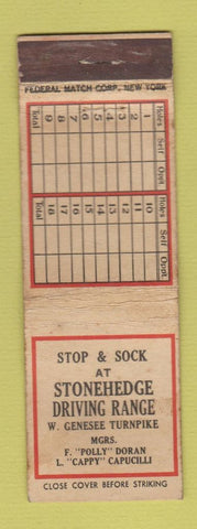 Matchbook Cover - Stonehedge Driving Range Golf Camillus? NY FEDEARL LONG WORN