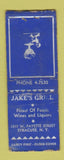 Matchbook Cover - Jake's Grill Syracuse NY WORN BOBTAIL
