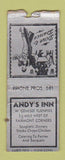 Matchbook Cover - Andy's Inn Fairmount Corners NY? WEAR BOBTAIL