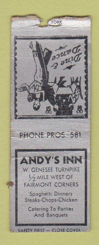 Matchbook Cover - Andy's Inn Fairmount Corners NY? WEAR BOBTAIL