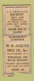 Matchbook Cover - Jacques Plattsburg NY WB Jaques Drug WORN BOBTAIL