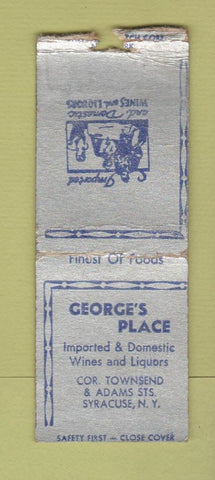 Matchbook Cover - George's Place Syracuse NY WORN BOBTAIL