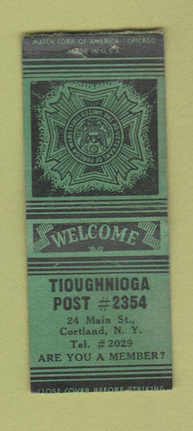 Matchbook Cover - VFW Tioughnioga Post Cortland NY BOBTAIL