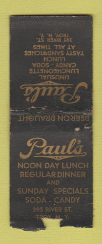 Matchbook Cover - Paul's Restaurant Troy NY WORN BOBTAIL