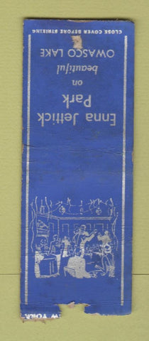 Matchbook Cover - Enna Jettick Park Owasco Lake NY WORN BOBTAIL