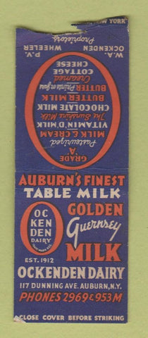 Matchbook Cover - Golden Guernsey Milk Auburn NY BOBTAIL