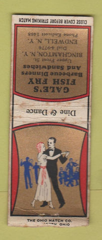 Matchbook Cover - Gale's Fish Fry Binghamton Endwell NY BOBTAIL