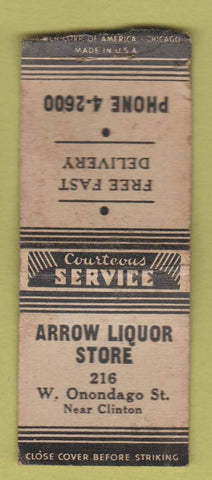Matchbook Cover - Arrow Liquor Store Syracuse NY WORN BOBTAIL
