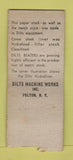 Matchbook Cover - Dilts Paper MachineryFUlton NY WEAR BOBTAIL