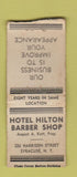 Matchbook Cover - Hotel Hilton Barber Shop Syracuse NY WORN BOBTAIL