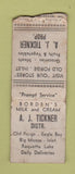Matchbook Cover - AJ Tickner Old Forge Borden's Milk Ice Cream WORN BOBTAIL