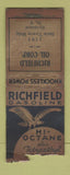 Matchbook Cover - Richfield oil gas Syracuse NY WORN BOBTAIL