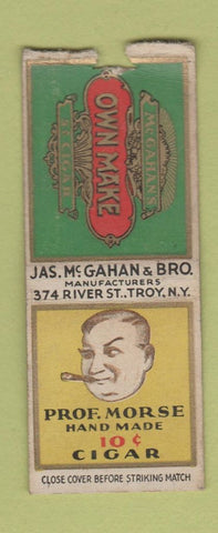 Matchbook Cover - Prof Morse Cigars Troy NY McGahan's BOBTAIL
