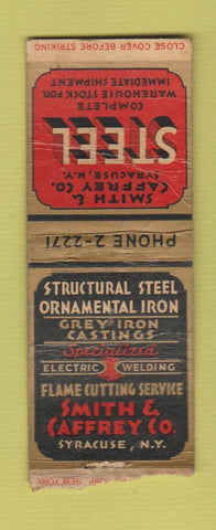 Matchbook Cover - Smith & Caffrey Steel Syracuse NY WORN BOBTAIL