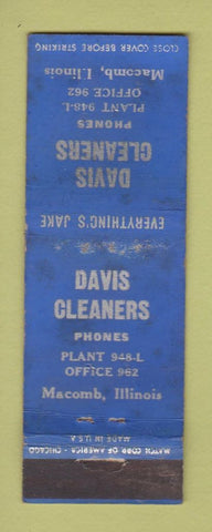 Matchbook Cover - Davis Cleaners Macomb IL WORN