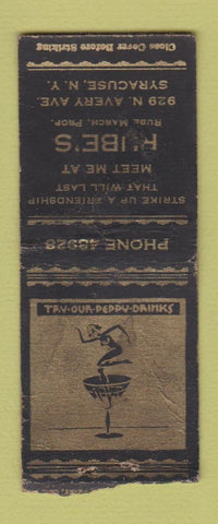 Matchbook Cover - Rube's Syracuse NY girlie WORN BOBTAIL