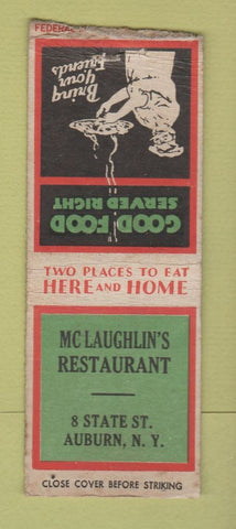 Matchbook Cover - McLaughlin's Restaurant Auburn NY BOBTAIL