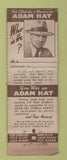 Matchbook Cover - Adam Hats WORN