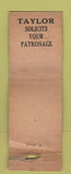 Matchbook Cover - Taylor's Super Service oil gas Jordan NY WORN BOBTAIL