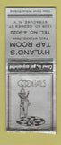 Matchbook Cover - Hyland's Tap Room Syracuse NY WORN BOBTAIL