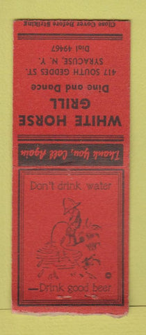 Matchbook Cover - White Horse Grill Syracuse NY BOBTAIL
