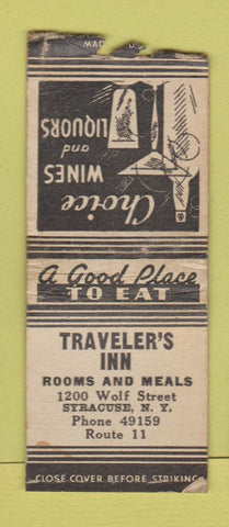 Matchbook Cover - Traveler's Inn Syracuse NY WEAR BOBTAIL