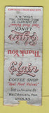 Matchbook Cover - Elgin Lunch Utica NY WORN BOBTAIL