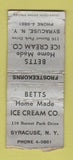 Matchbook Cover - Betts Ice Cream Syracuse NY WEAR BOBTAIL